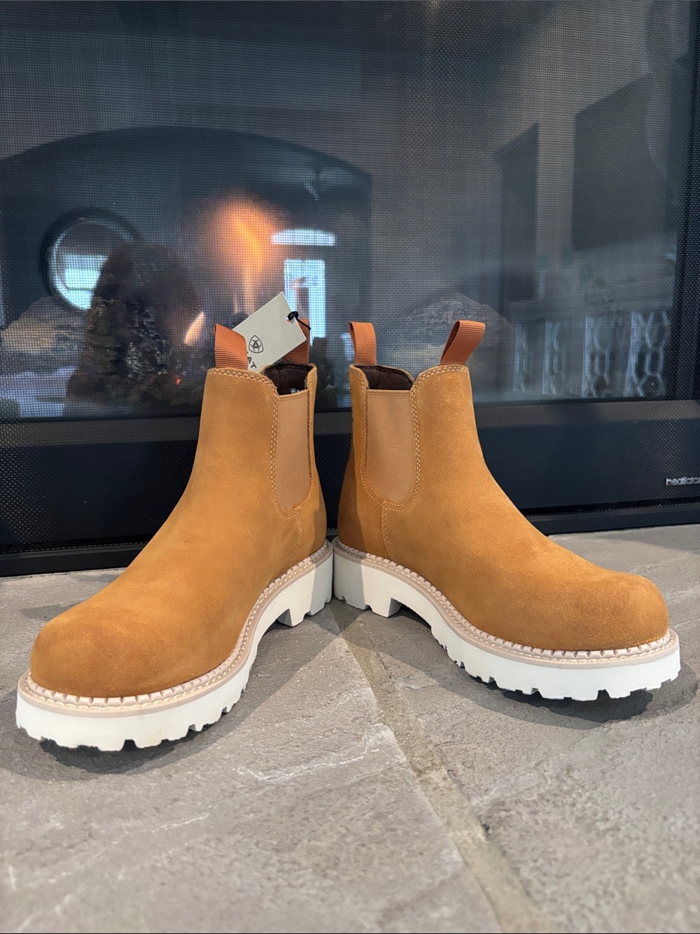 Ariat Fat baby full-grain leather suede,lightweight,elastic gore,short,Western - Picture 3 of 11